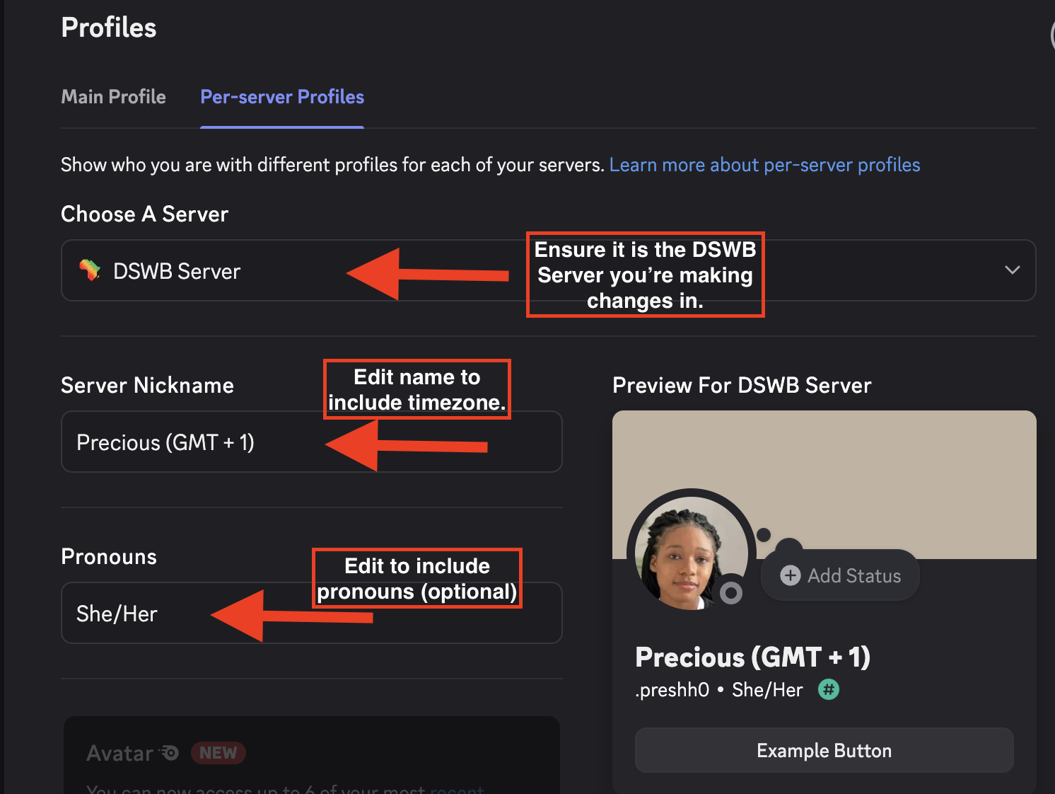 Image displaying how to edit your profile on Discord - Step 2