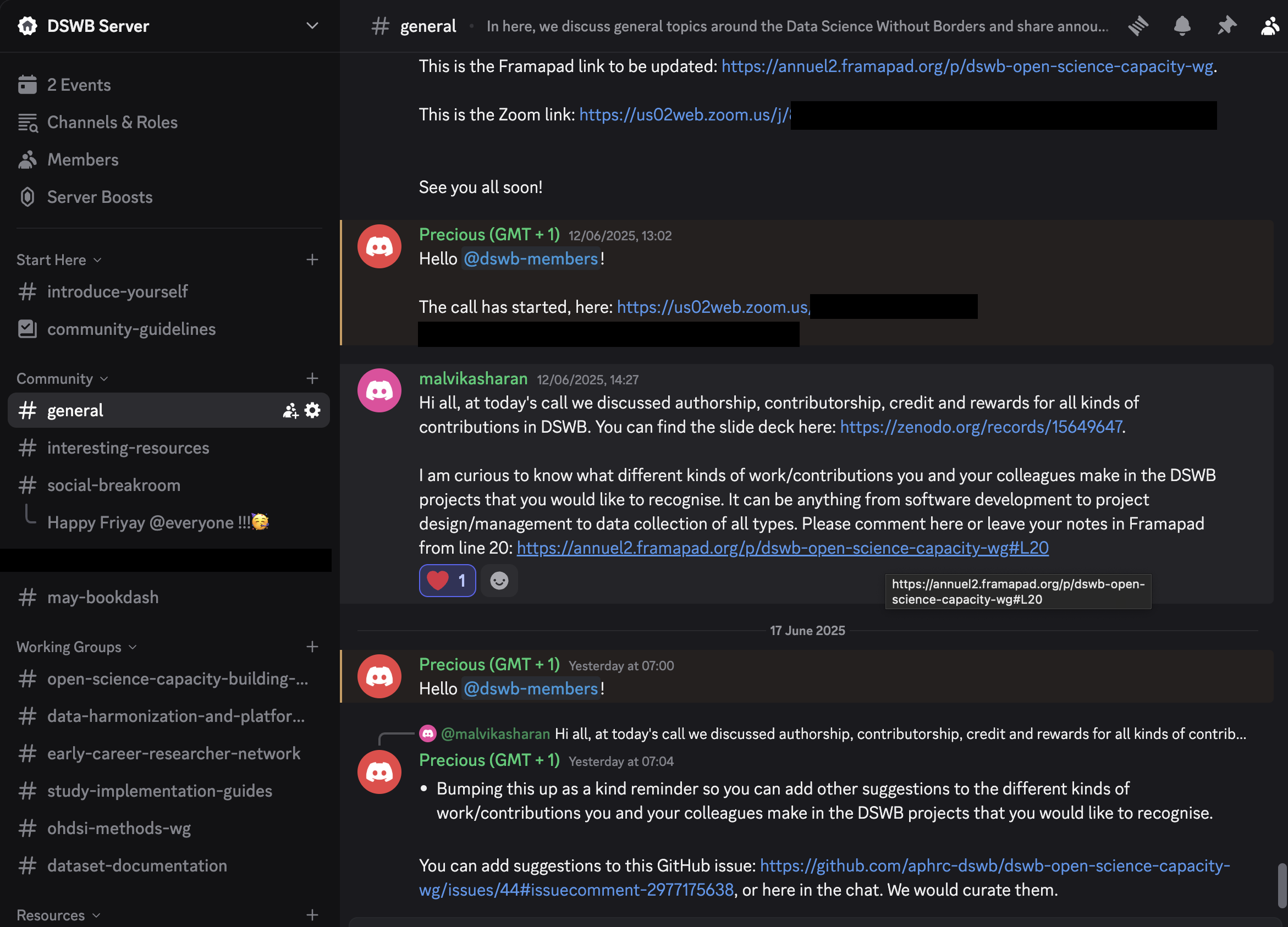 image of the general community page of the DSWB community